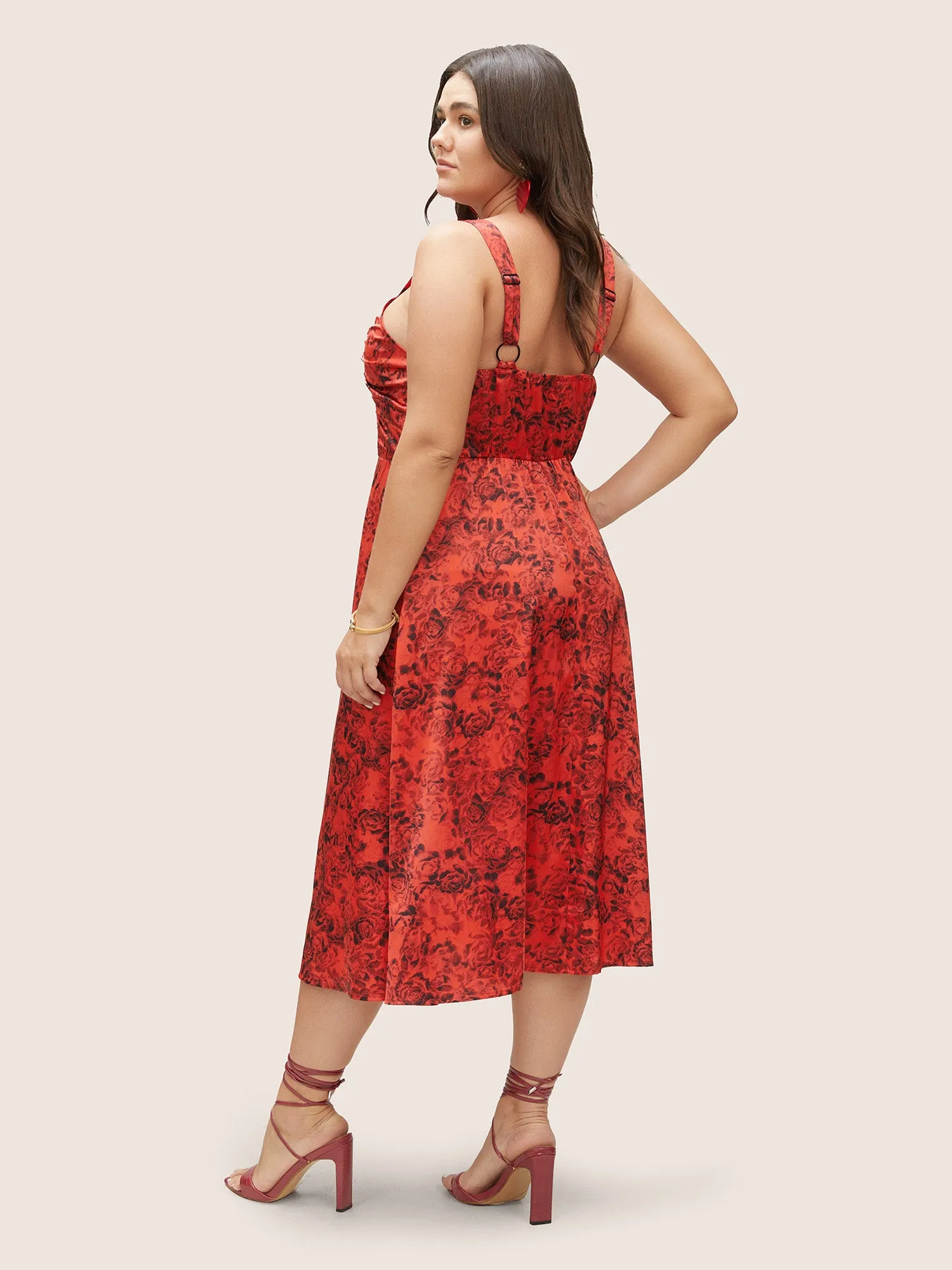Floral Print Ruched Detail Adjustable Straps Dress sold by Bloomchic product image thumbnail 5