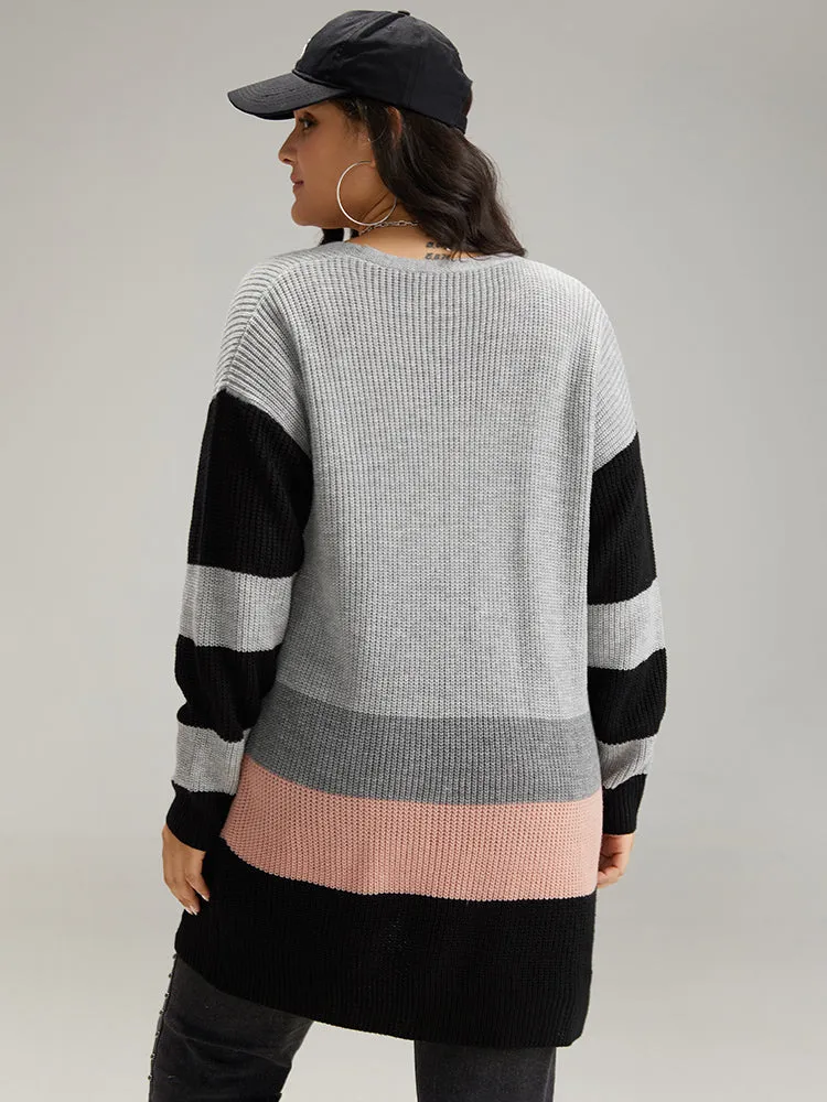Contrast Colorblock Open Front Cardigan sold by Bloomchic product image thumbnail 2
