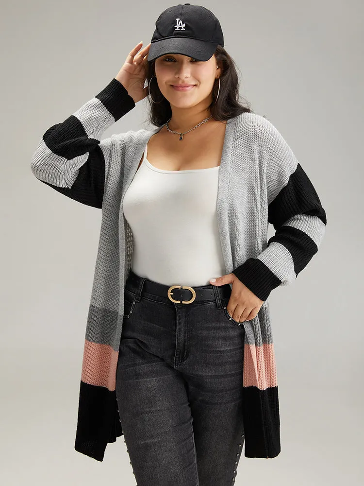 Contrast Colorblock Open Front Cardigan sold by Bloomchic
