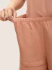 Plain Pleated Elastic Waist Pocket Crepe Sleep Bottoms sold by Bloomchic