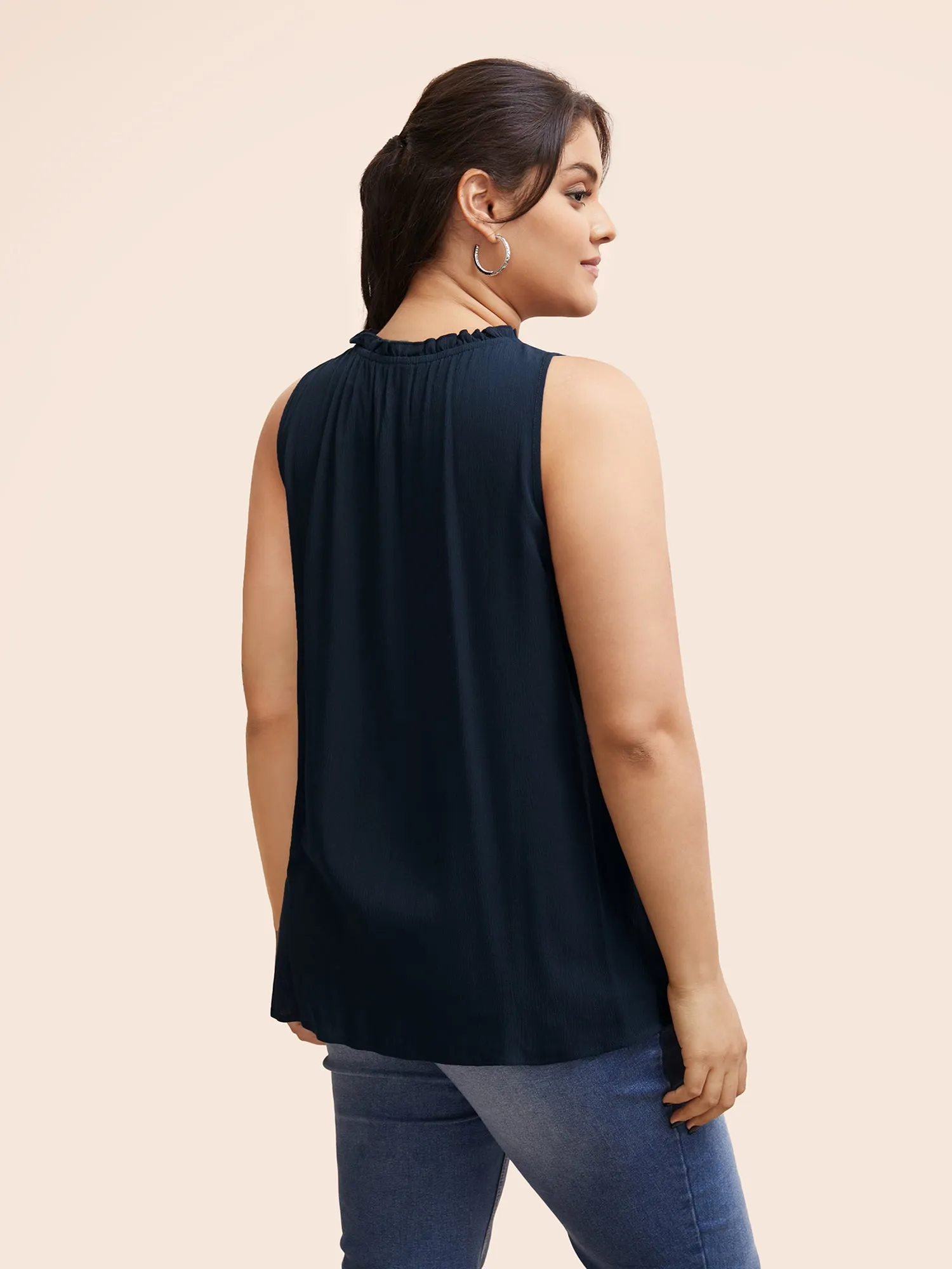 Colorblock Contrast Frill Trim Gathered Tank Top sold by Bloomchic product image thumbnail 4