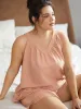 Plain Pleated Elastic Waist Pocket Crepe Sleep Bottoms sold by Bloomchic
