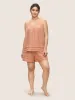 Plain Pleated Elastic Waist Pocket Crepe Sleep Bottoms sold by Bloomchic