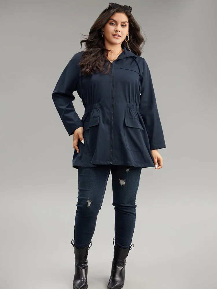 Hooded Drawstring Zipper Elastic Waist Coat sold by Bloomchic product image thumbnail 5