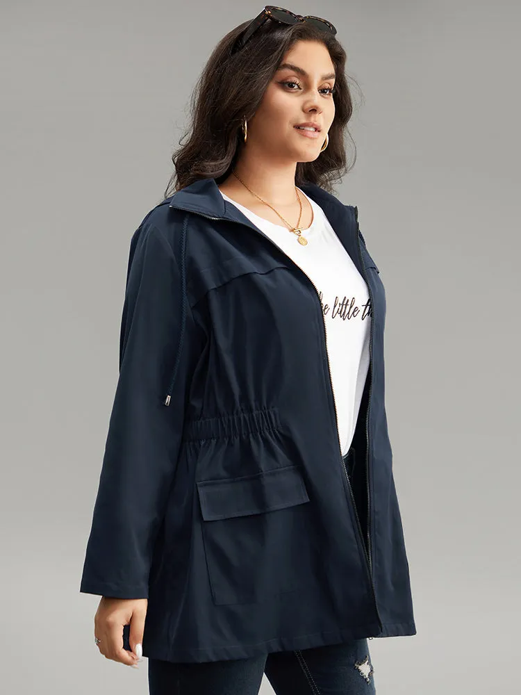 Hooded Drawstring Zipper Elastic Waist Coat sold by Bloomchic product image thumbnail 4