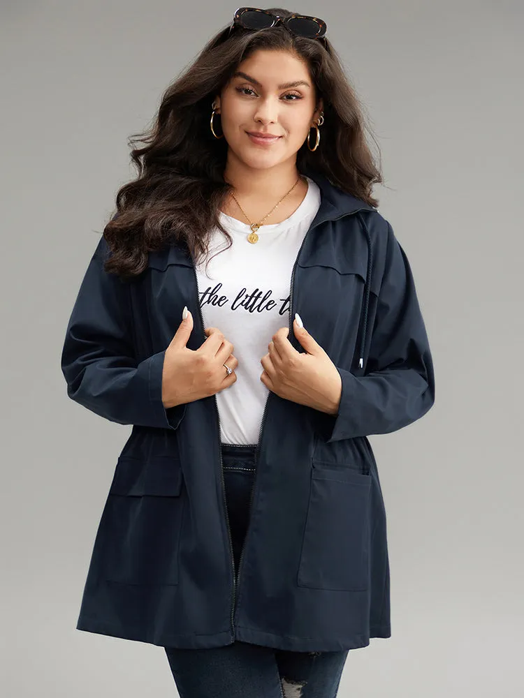 Hooded Drawstring Zipper Elastic Waist Coat sold by Bloomchic product image thumbnail 2