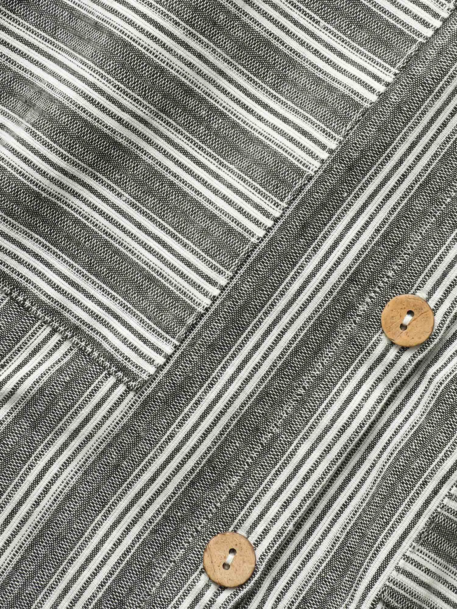 Striped Button Up Patched Pocket Short Dress sold by Bloomchic product image thumbnail 5