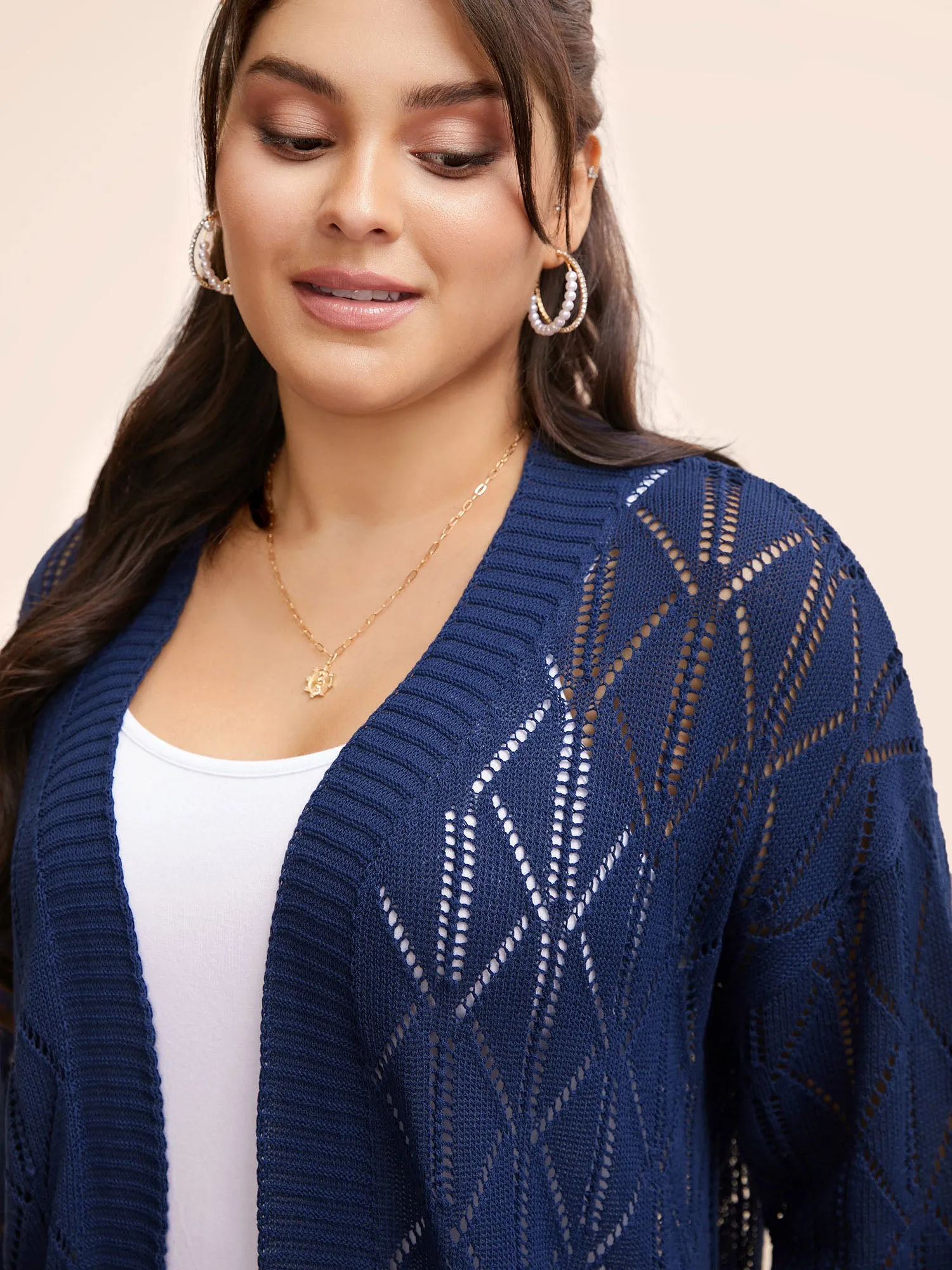 Kimono Collar Texture Cut Out Cardigan sold by Bloomchic product image thumbnail 4