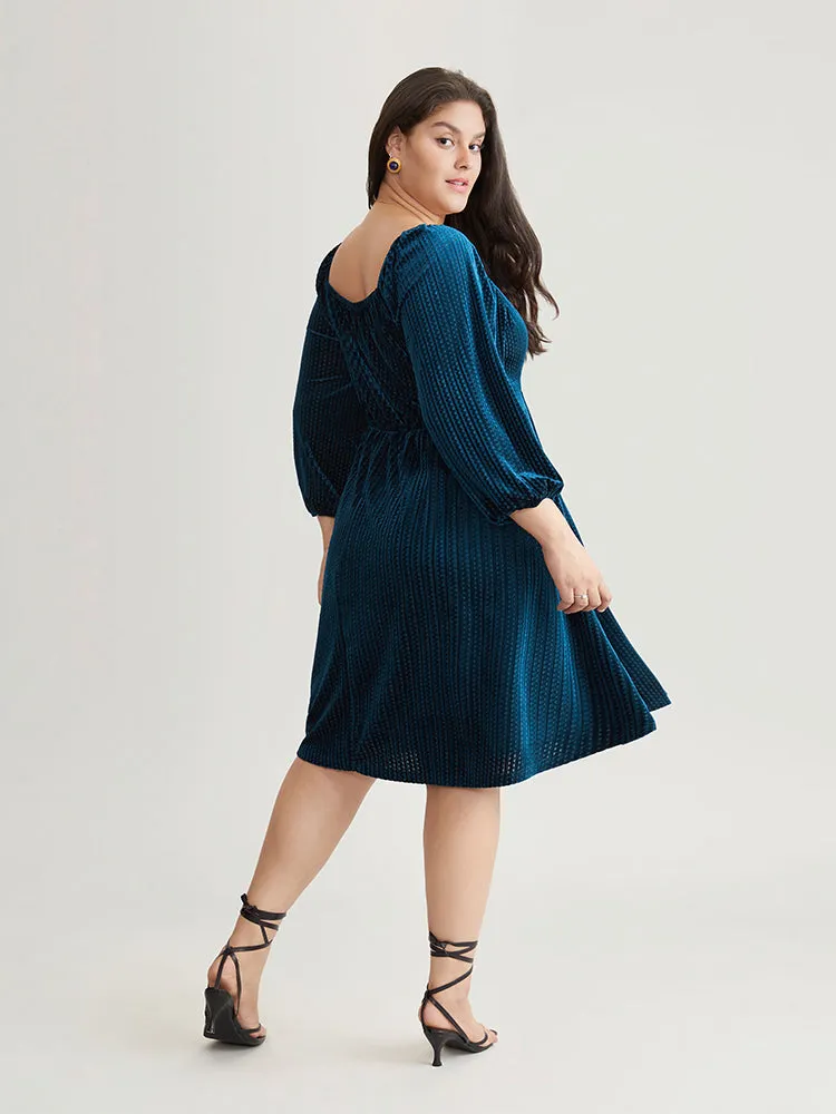 Velvet Plisse Pocket Square Neck Dress sold by Bloomchic product image thumbnail 5