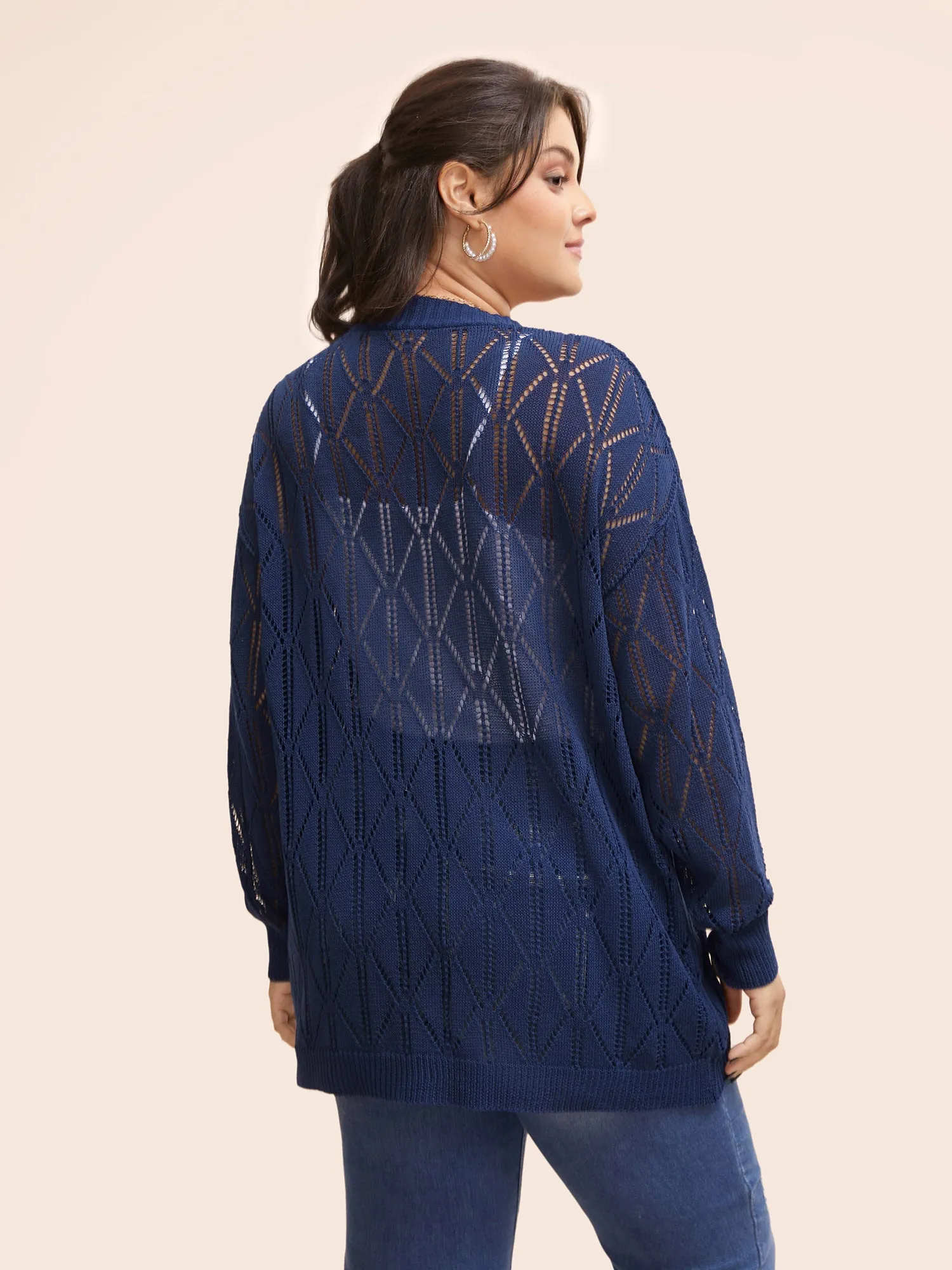 Kimono Collar Texture Cut Out Cardigan sold by Bloomchic product image thumbnail 2