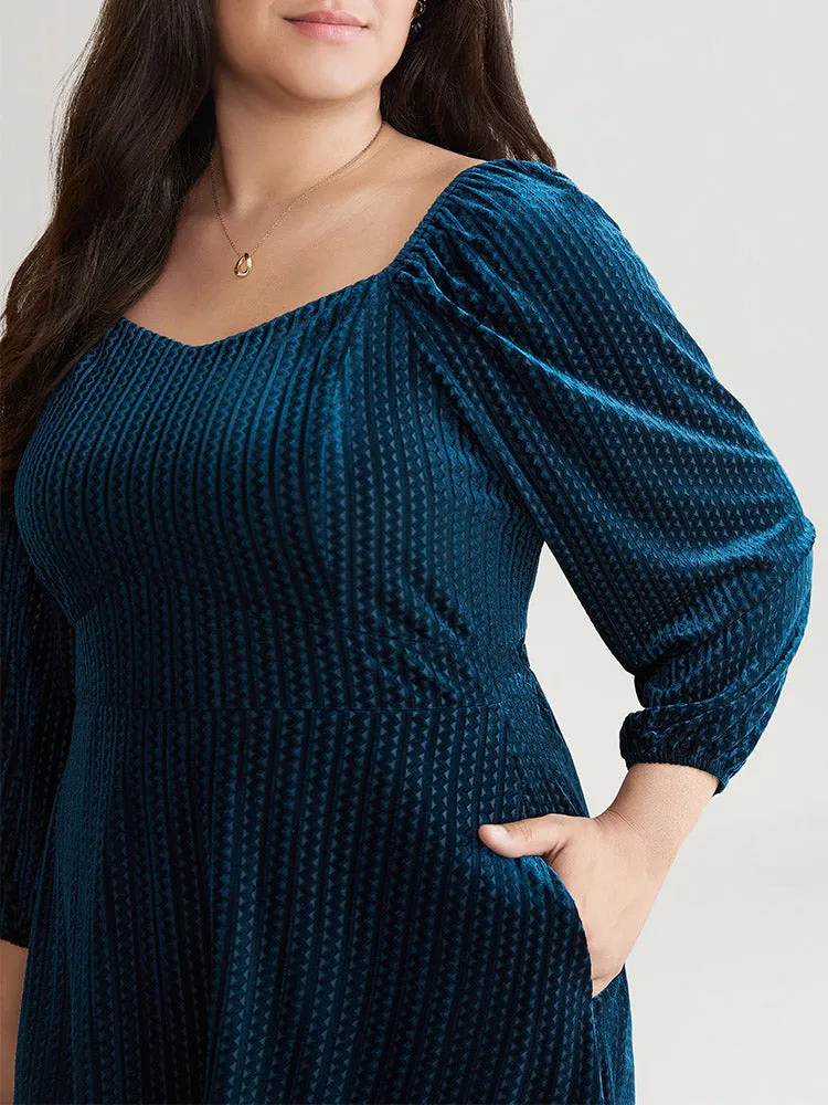 Velvet Plisse Pocket Square Neck Dress sold by Bloomchic product image thumbnail 3