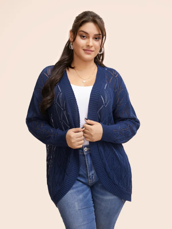 Kimono Collar Texture Cut Out Cardigan sold by Bloomchic