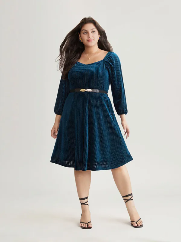 Velvet Plisse Pocket Square Neck Dress sold by Bloomchic
