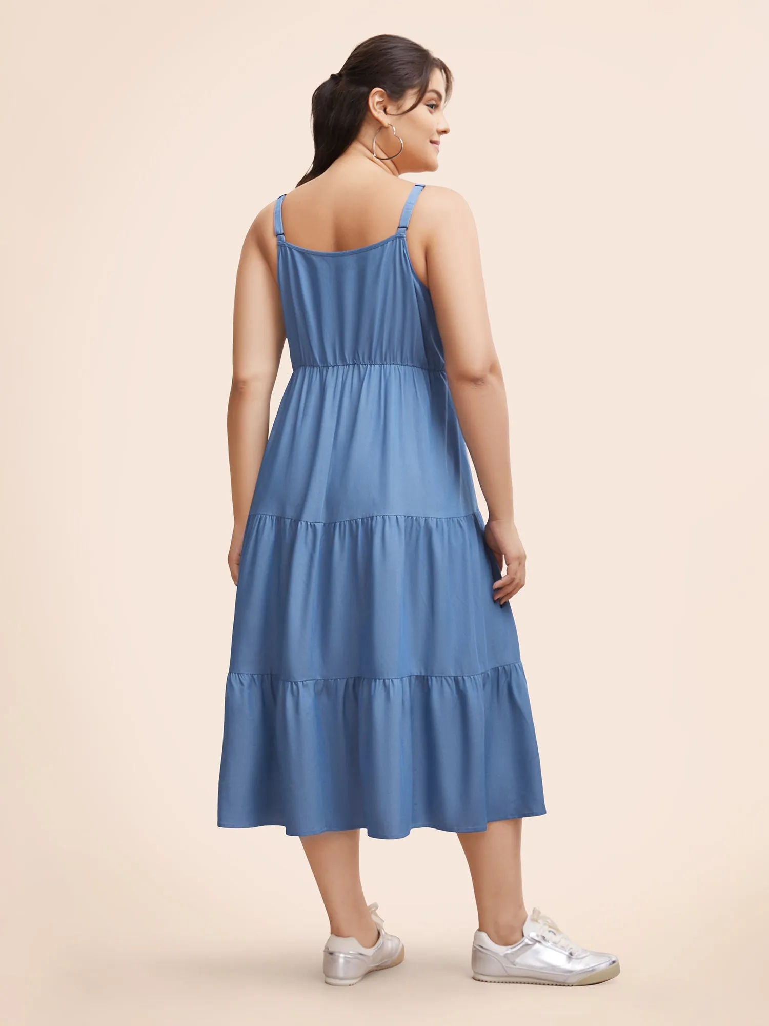 Solid Ruffle Layered Hem Cami Dress sold by Bloomchic product image thumbnail 4