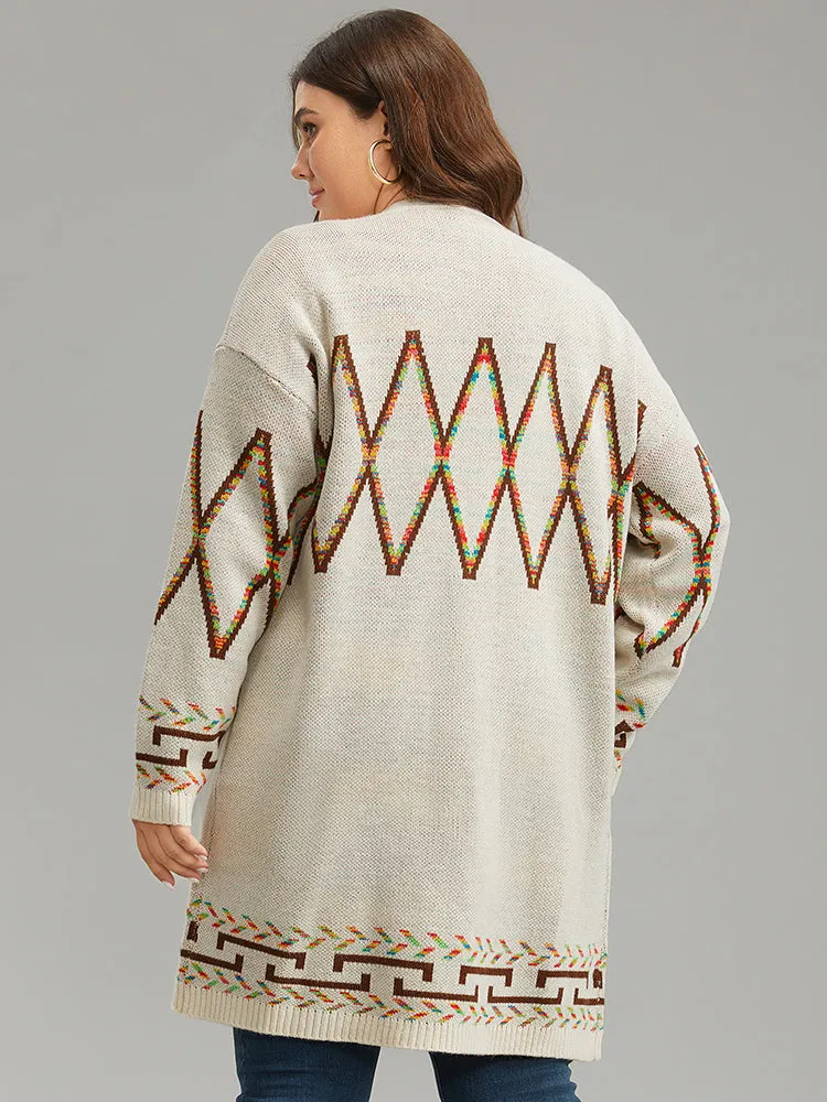 Boho Geometric Print Open Front Cardigan sold by Bloomchic product image thumbnail 2