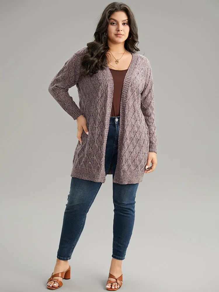Heather Eyelet Open Front Plisse Cardigan sold by Bloomchic product image thumbnail 5