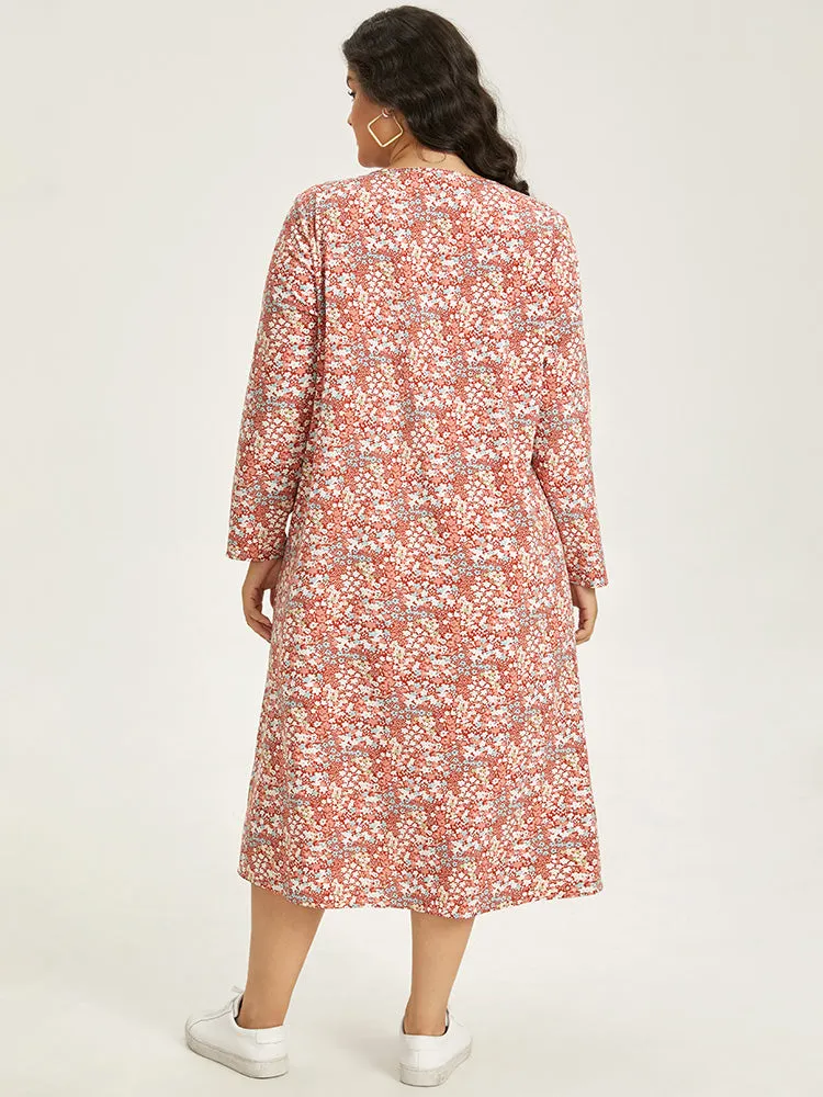 Ditsy Floral Notched Pocket Button Detail Dress sold by Bloomchic product image thumbnail 5