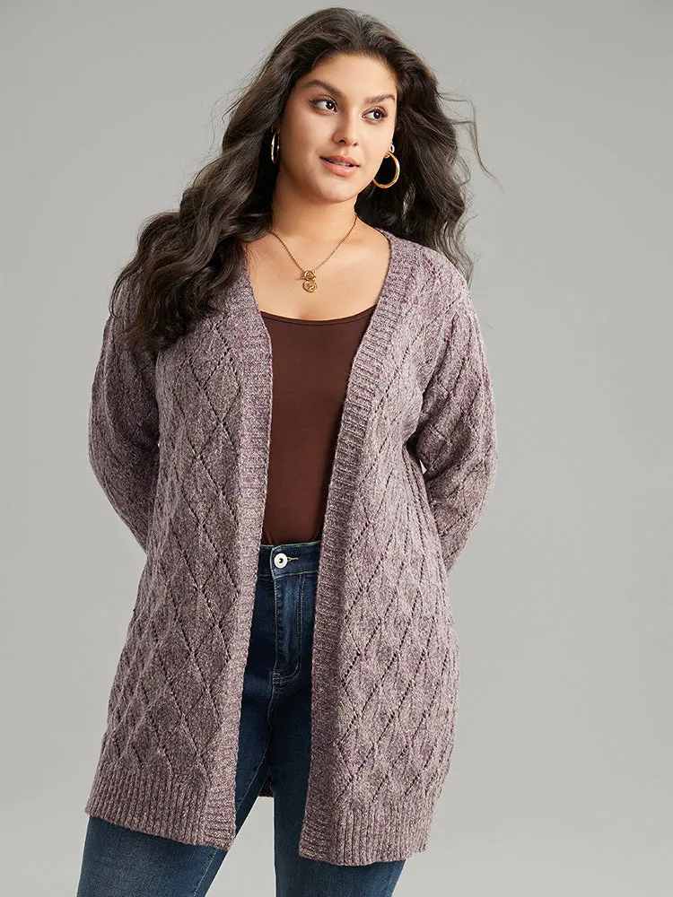 Heather Eyelet Open Front Plisse Cardigan sold by Bloomchic product image thumbnail 3