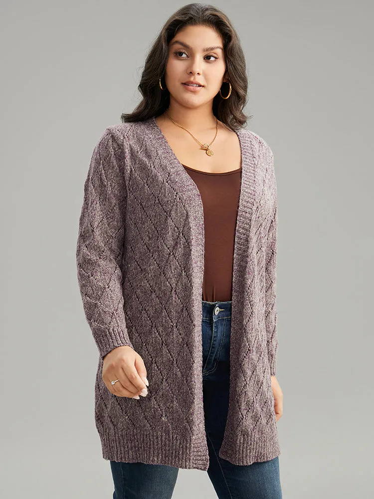 Heather Eyelet Open Front Plisse Cardigan sold by Bloomchic product image thumbnail 4