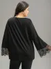 Guipure Lace Crisscross Flutter Sleeve T-shirt sold by Bloomchic