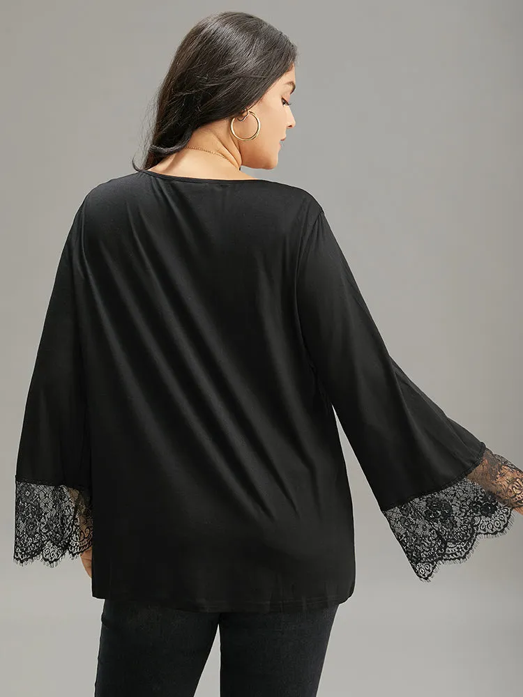 Guipure Lace Crisscross Flutter Sleeve T-shirt sold by Bloomchic product image thumbnail 2