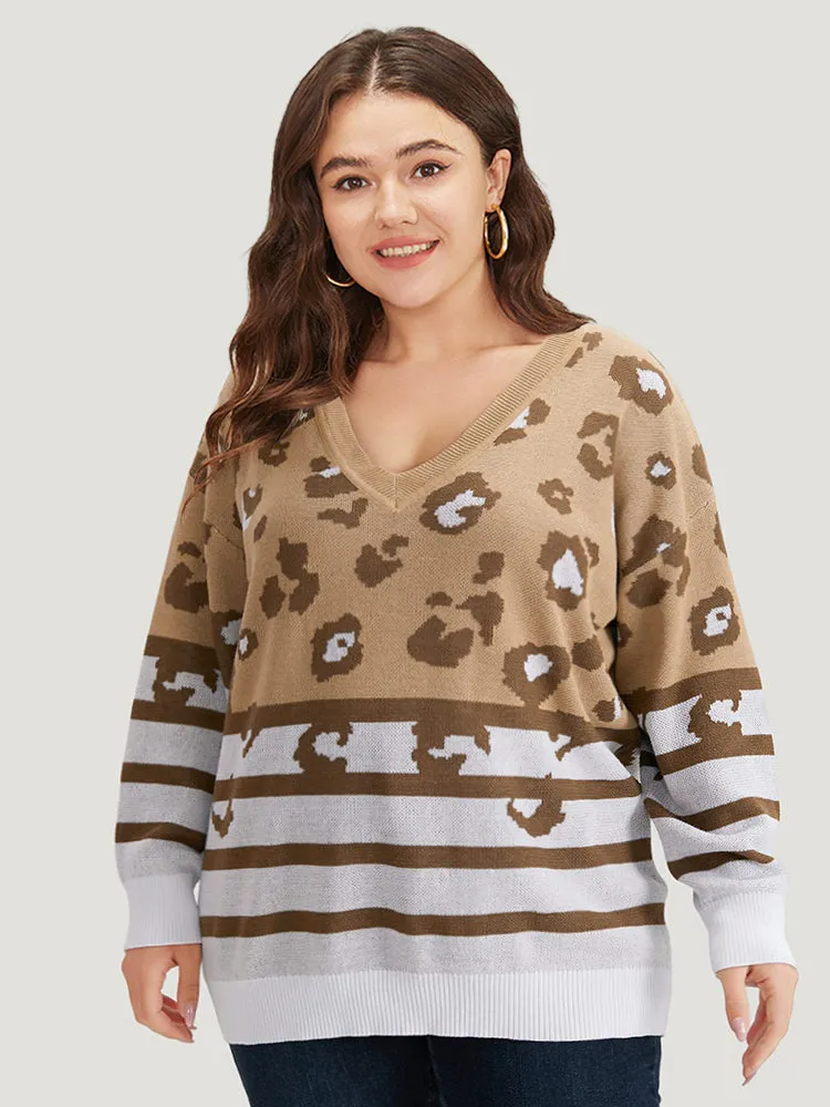 Leopard Striped Elastic Cuffs Pullover sold by Bloomchic product image thumbnail 5