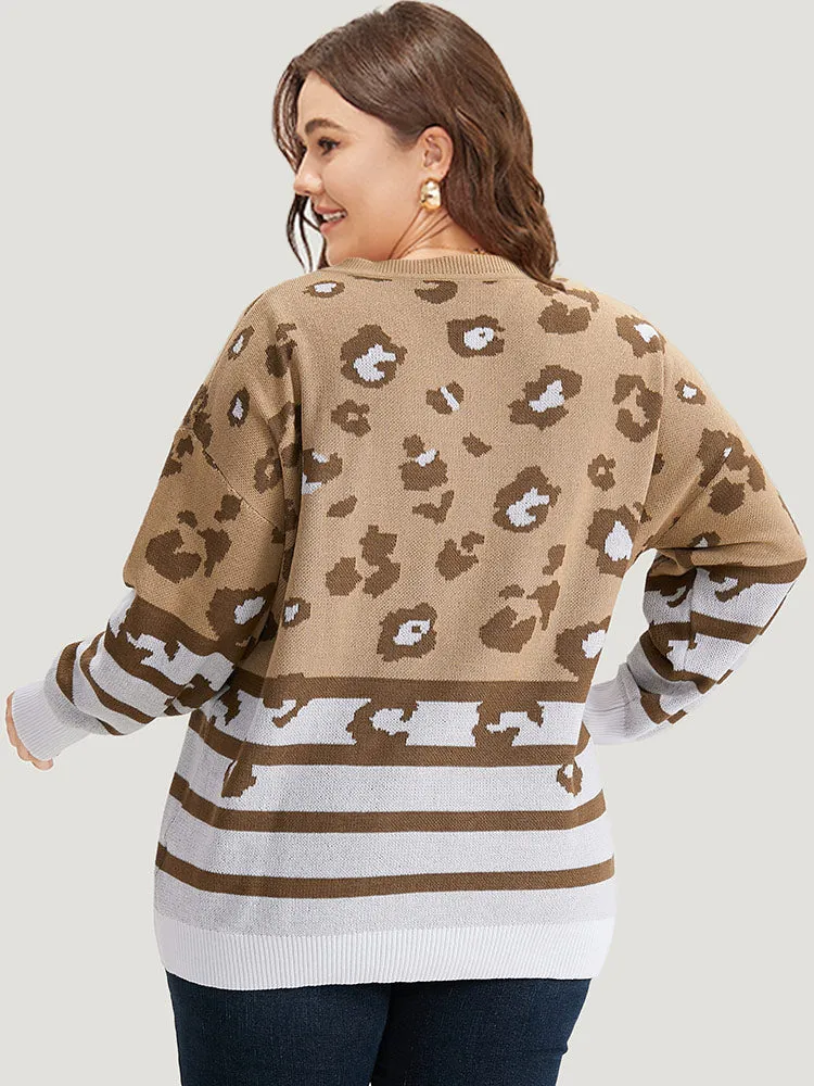 Leopard Striped Elastic Cuffs Pullover sold by Bloomchic product image thumbnail 2