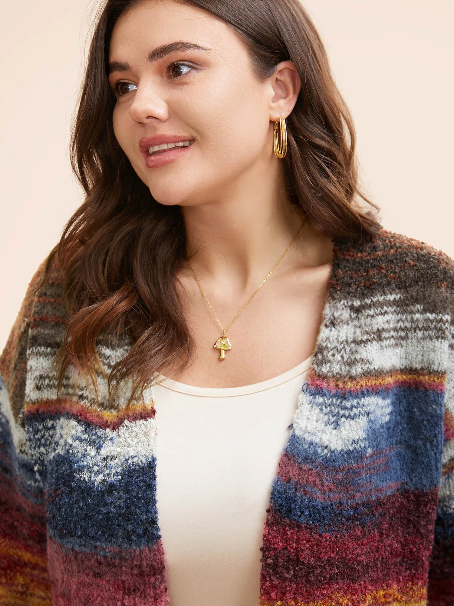 Ombre Open Front Curved Hem Cardigan sold by Bloomchic product image thumbnail 5