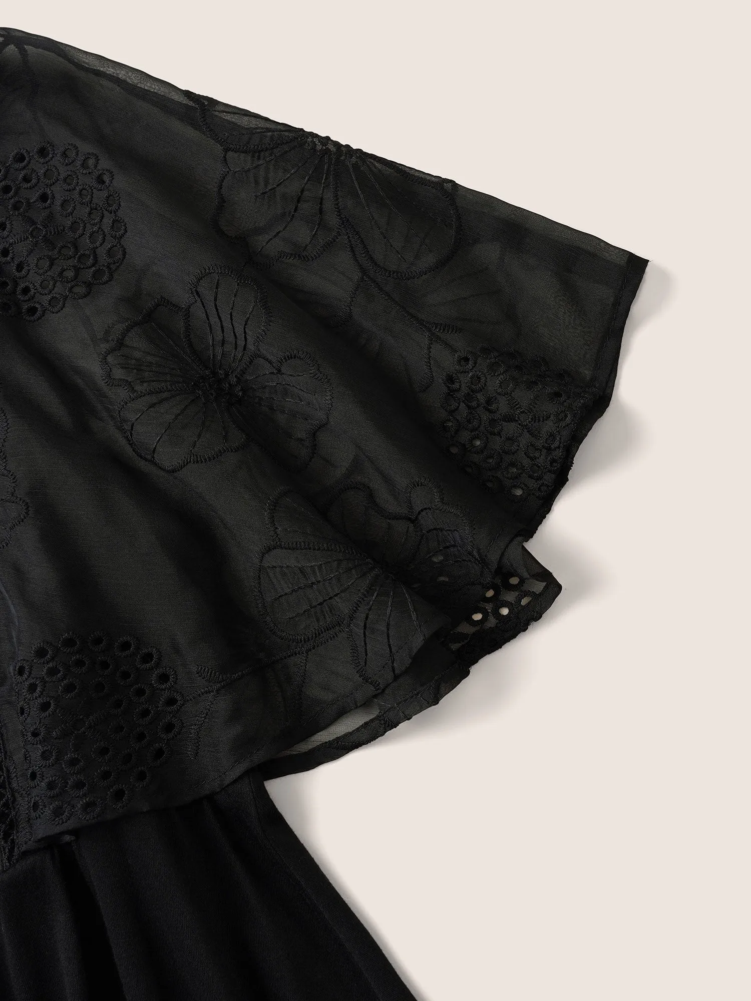 Crochet Lace Mesh Cut Out Ruffle Sleeve Knit Top sold by Bloomchic product image thumbnail 5