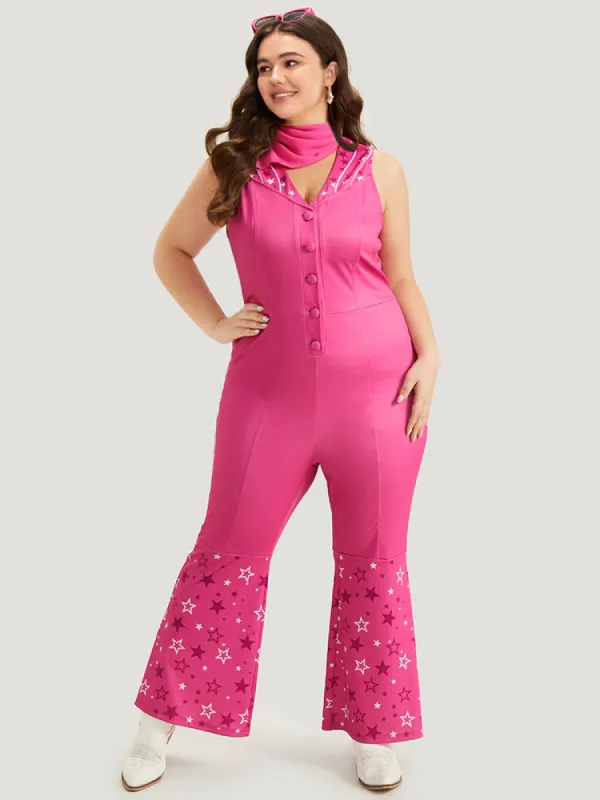 Halloween Star Button Up Bootcut Sleeveless Jumpsuit sold by Bloomchic