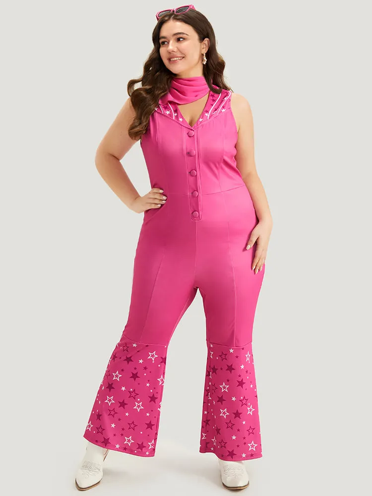 Halloween Star Button Up Bootcut Sleeveless Jumpsuit sold by Bloomchic