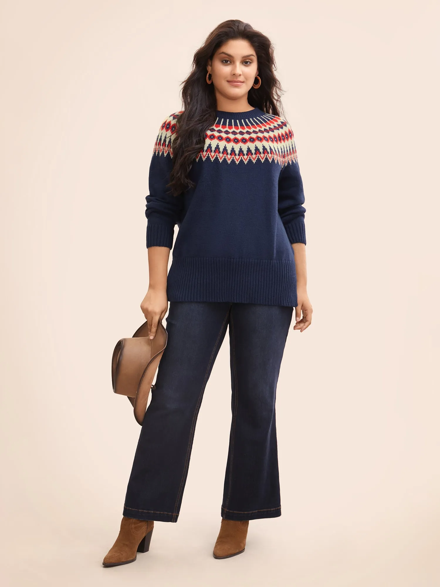 Fair Isle Pull Over Crew Neck Pullover sold by Bloomchic product image thumbnail 3