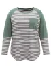 Patchwork Striped Patched Pocket Raglan Sleeve T-shirt sold by Bloomchic