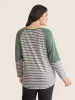 Patchwork Striped Patched Pocket Raglan Sleeve T-shirt sold by Bloomchic