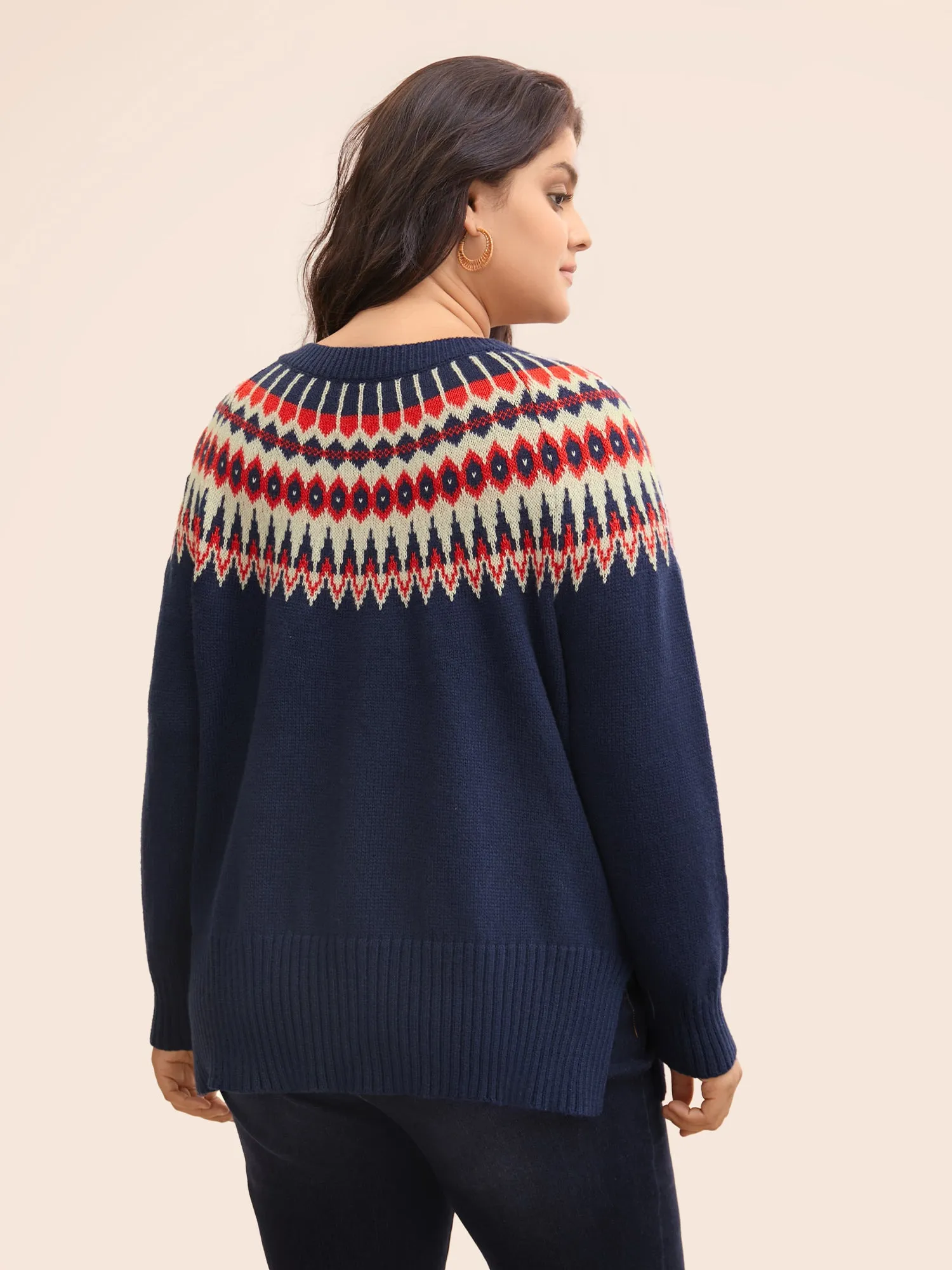 Fair Isle Pull Over Crew Neck Pullover sold by Bloomchic product image thumbnail 2