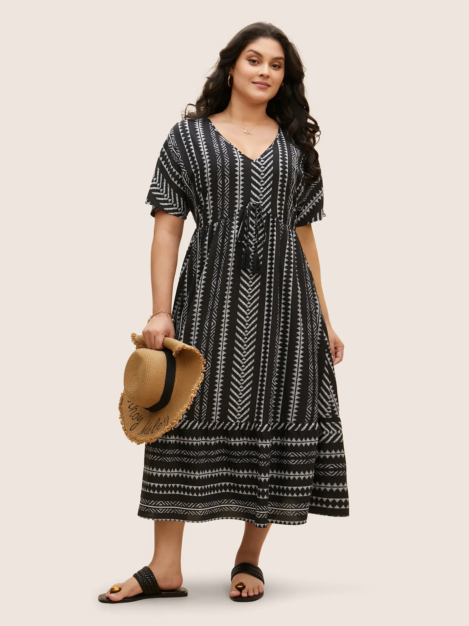 Bandana Striped Dolman Sleeve Midi Dress sold by Bloomchic
