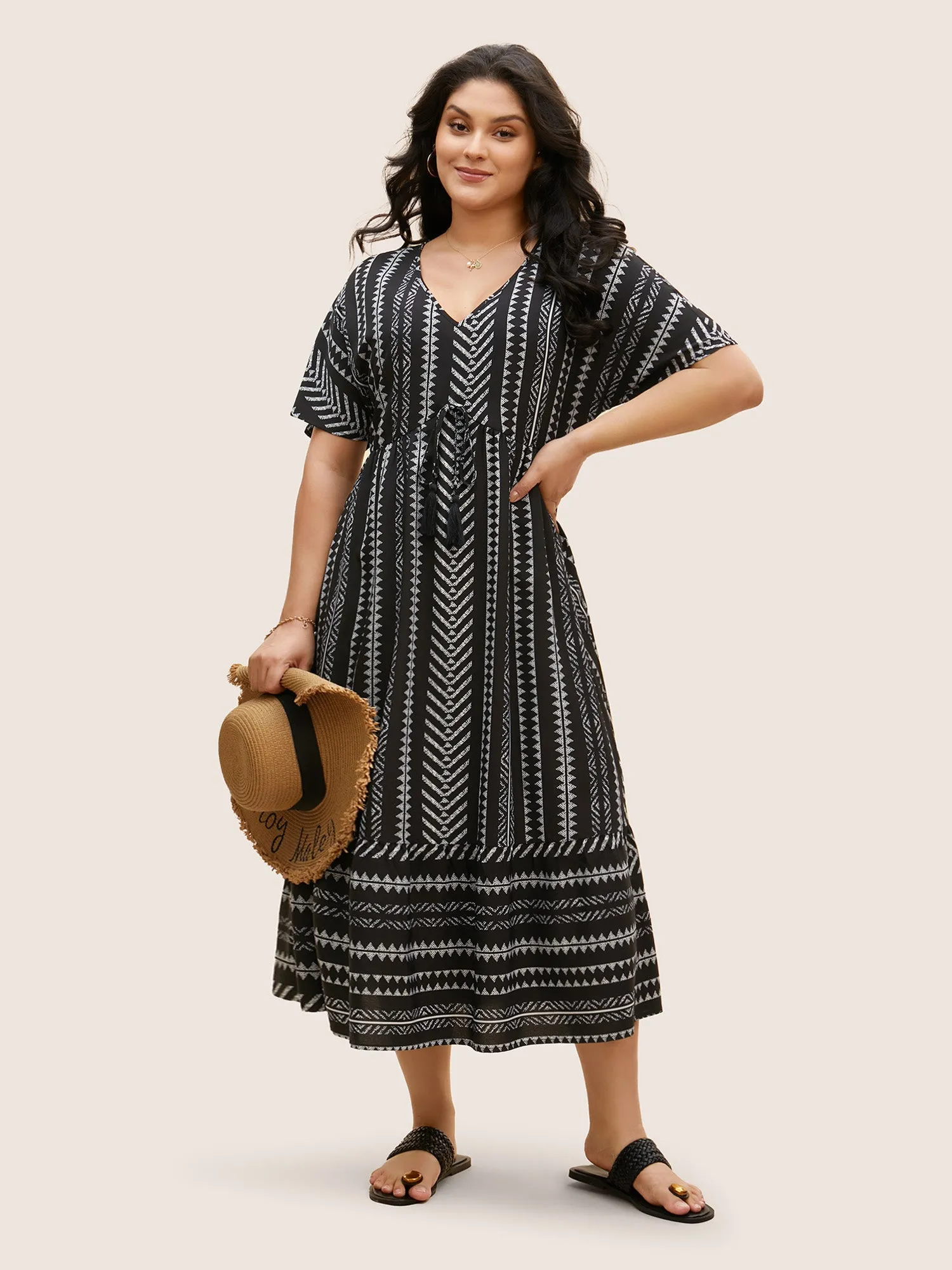 Bandana Striped Dolman Sleeve Midi Dress sold by Bloomchic product image thumbnail 4