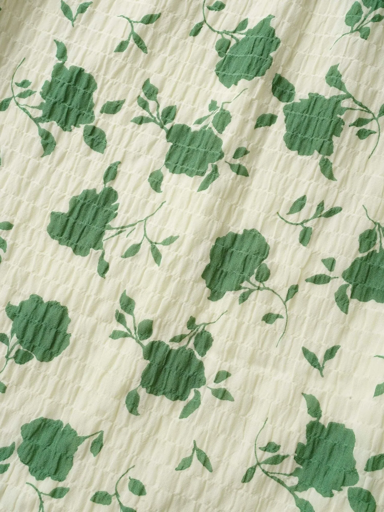 Square Neck Floral Texture Ruffle Trim Dress sold by Bloomchic product image thumbnail 5