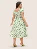 Square Neck Floral Texture Ruffle Trim Dress sold by Bloomchic