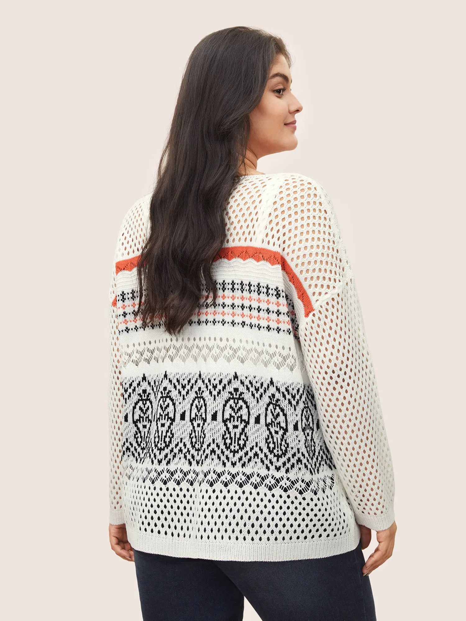 Jacquard Hollow Out Drop Shoulder Pullover sold by Bloomchic product image thumbnail 2