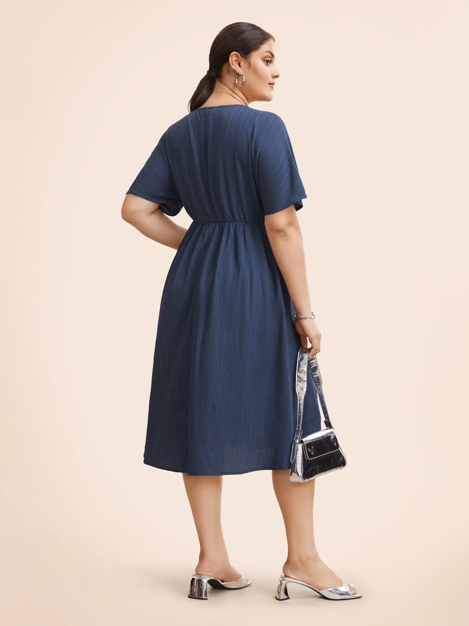 Textured Half Zip Dolman Sleeve Dress sold by Bloomchic product image thumbnail 3