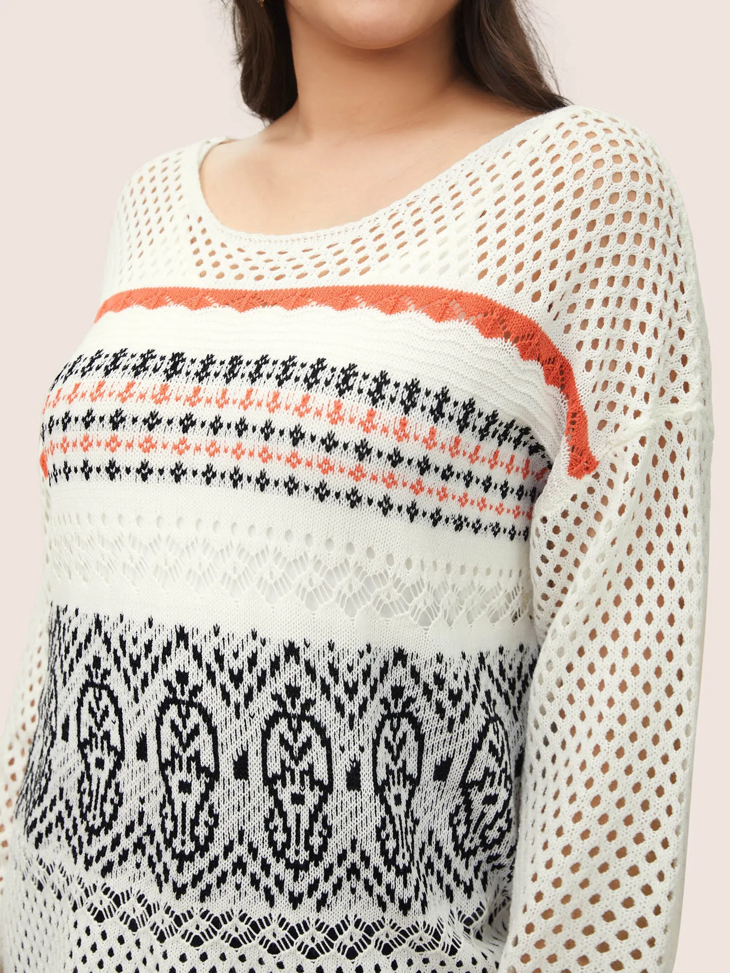 Jacquard Hollow Out Drop Shoulder Pullover sold by Bloomchic product image thumbnail 4