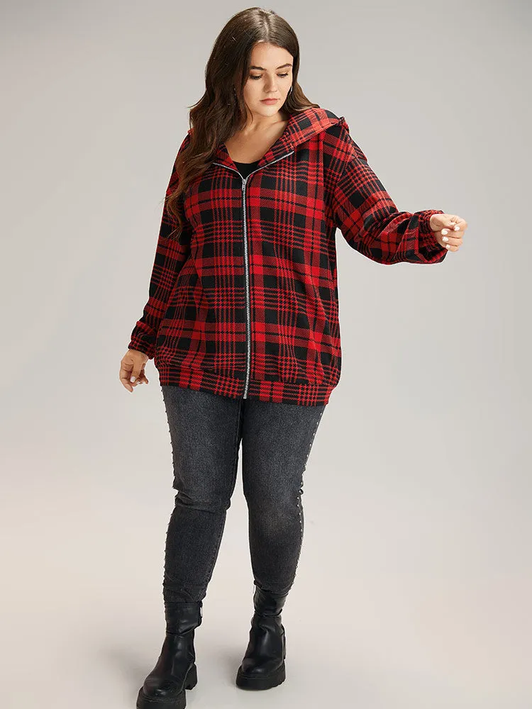 Plaid Zipper Hooded Jacket sold by Bloomchic product image thumbnail 4