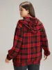 Plaid Zipper Hooded Jacket sold by Bloomchic