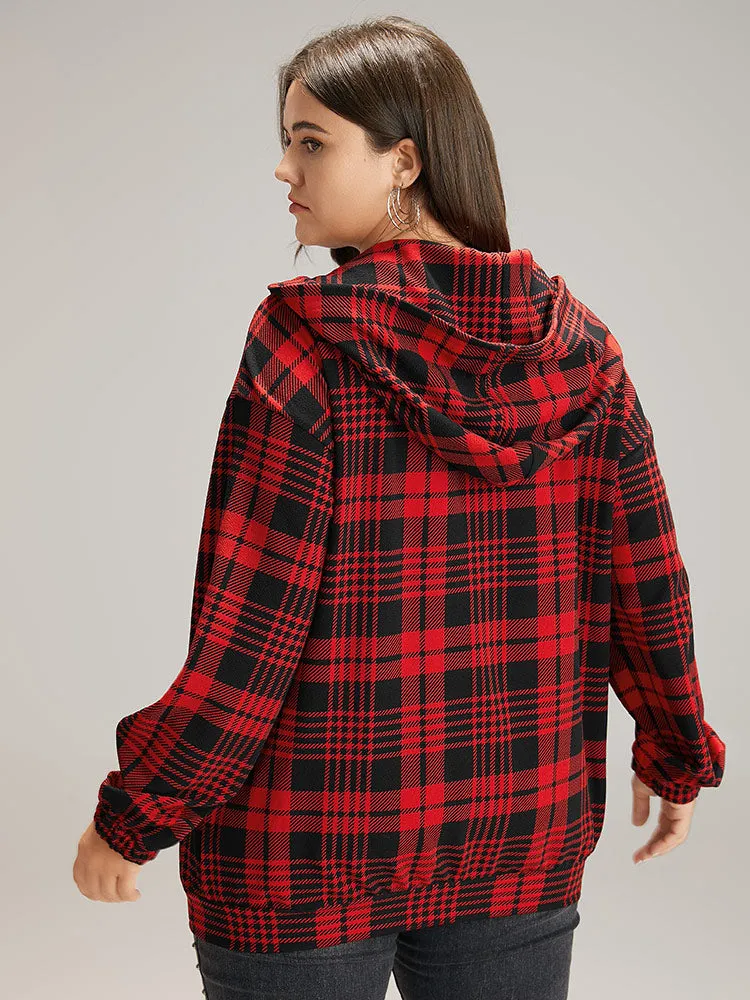 Plaid Zipper Hooded Jacket sold by Bloomchic product image thumbnail 5