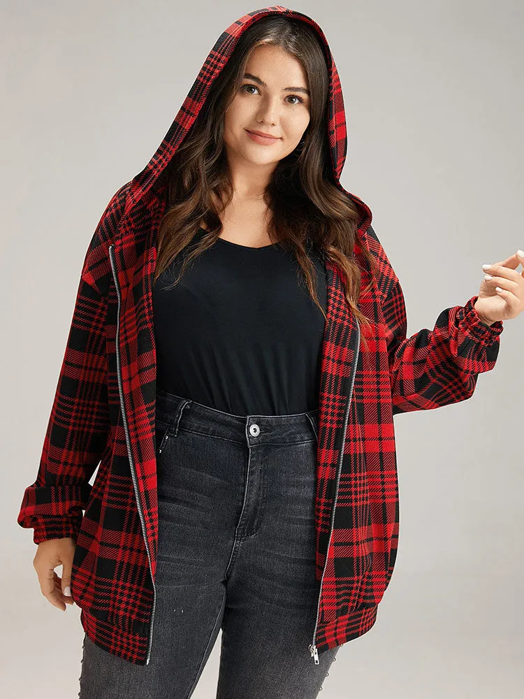 Plaid Zipper Hooded Jacket sold by Bloomchic product image thumbnail 2