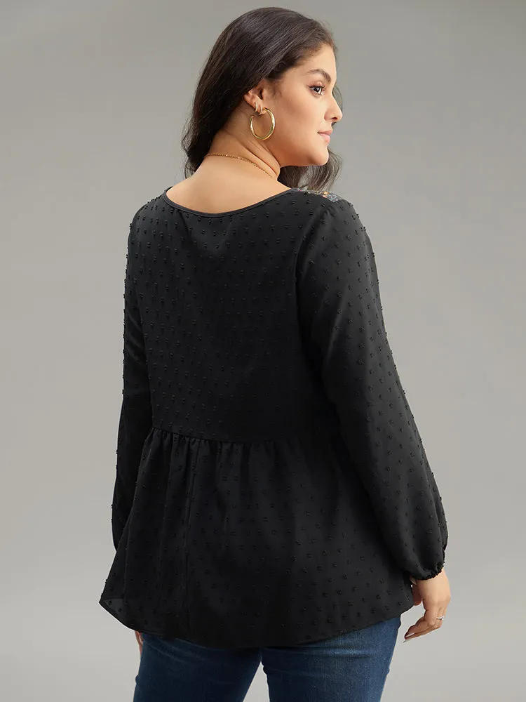 Boho Print Patchwork Lantern Sleeve Gathered Blouse sold by Bloomchic product image thumbnail 2