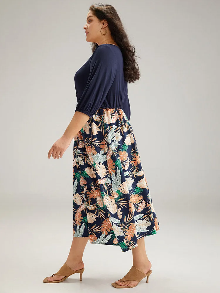 Plants Print Patchwork Twist Front Pocket Dress sold by Bloomchic product image thumbnail 4