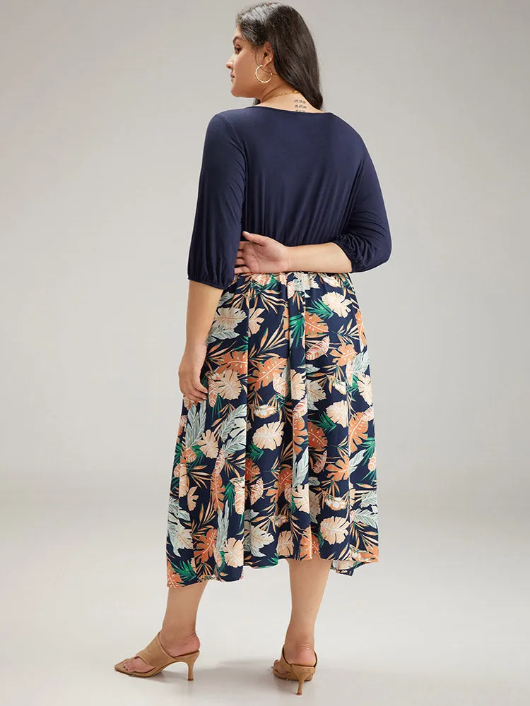 Plants Print Patchwork Twist Front Pocket Dress sold by Bloomchic product image thumbnail 2