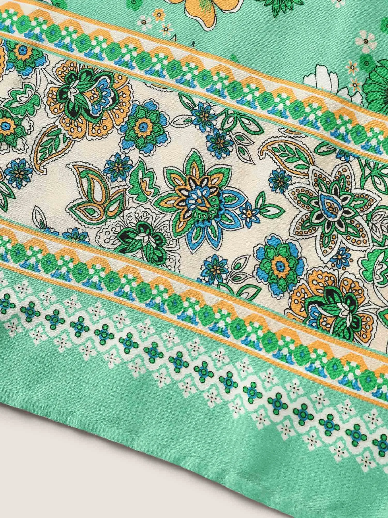 Bandana Print Surplice Neck Lantern Sleeve Dress sold by Bloomchic product image thumbnail 5